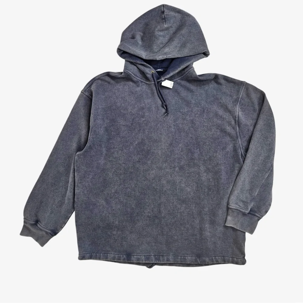 GAP Worldwide Logo Hoodie Acid Wash Navy Sweatshirt Dark Night Mens Size XL Tall - Picture 2 of 11